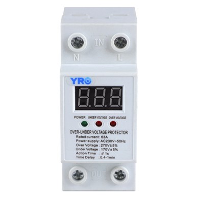 Single Phase Over and Under Voltage Protector with Voltage Meter 40A 63A