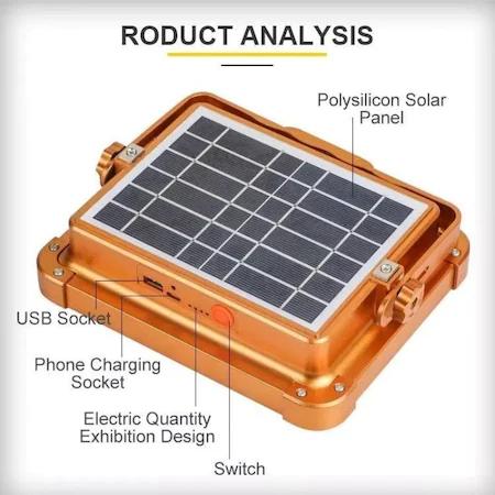Power Bank Solar D8 12000 mAH original + solar panel + spotlight 50W - Image 5