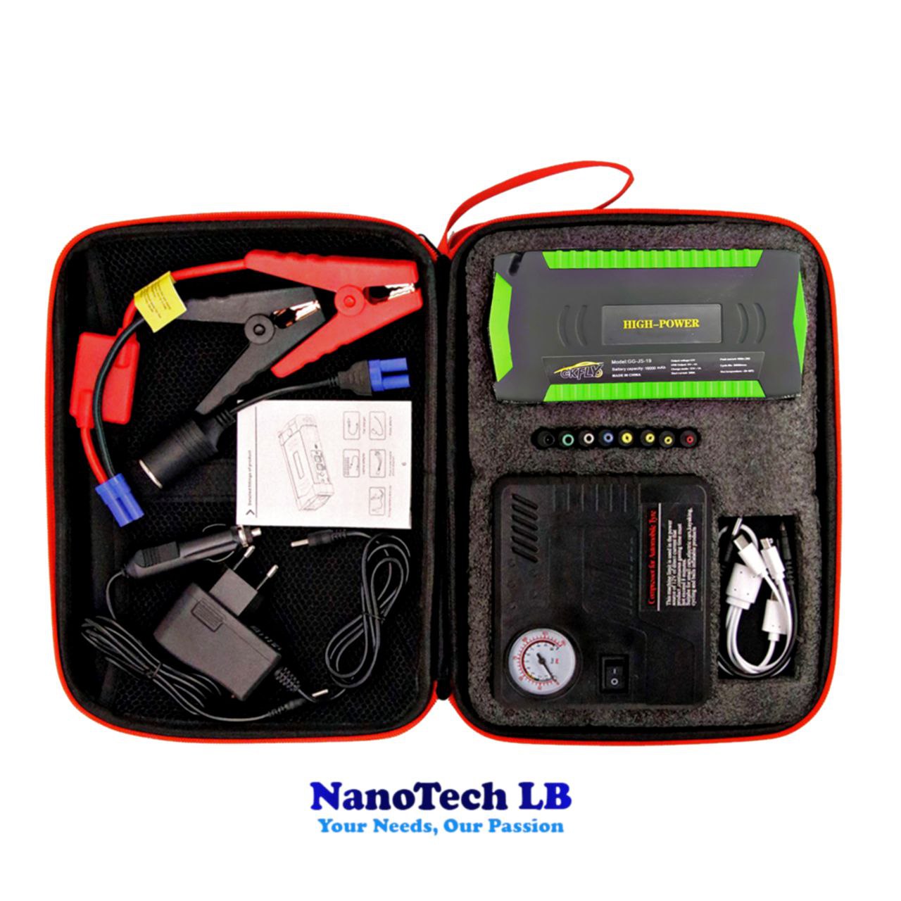 Portable Car Jump Starter Including Mini Campus + Mini Air Compressor