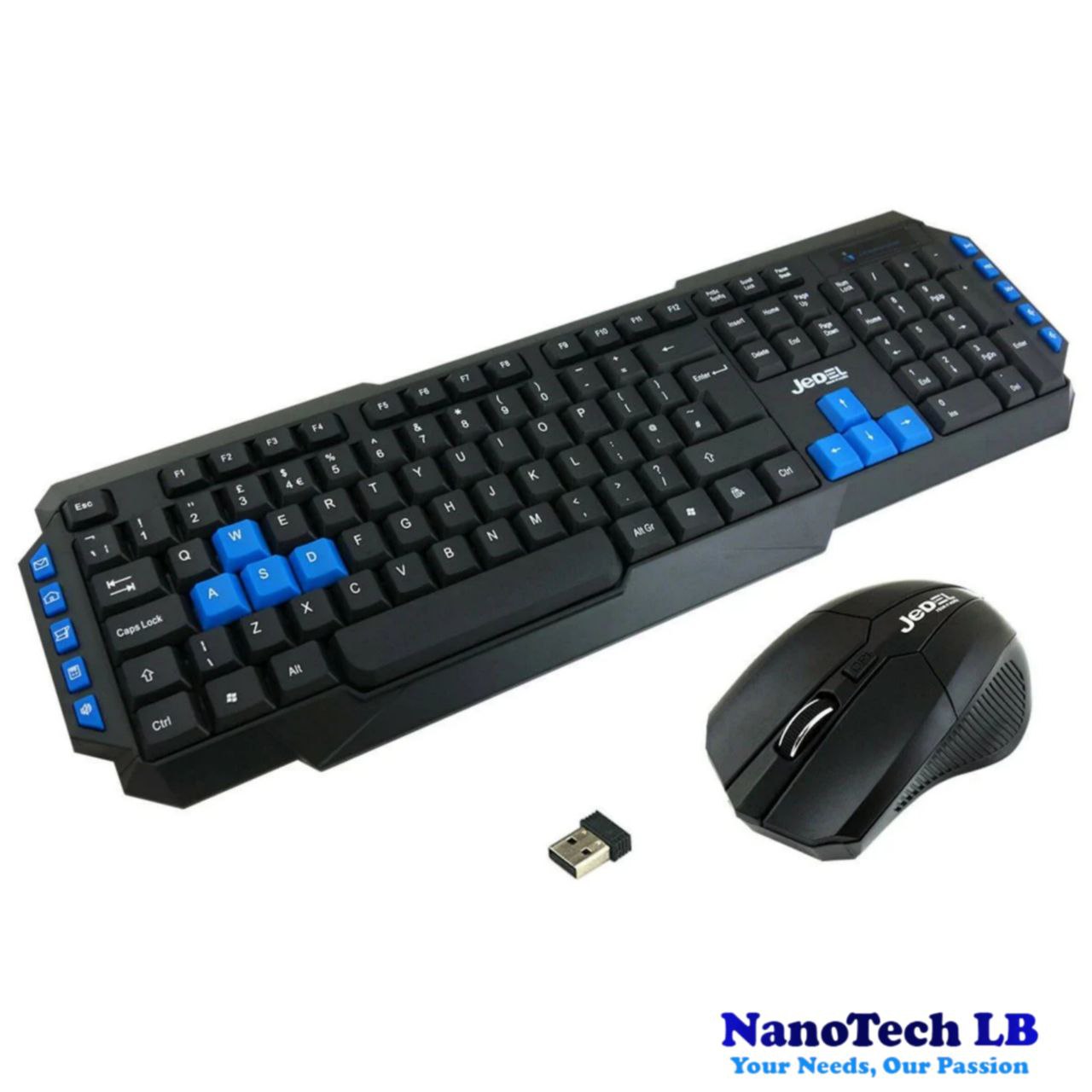 Jedel Wireless Gaming Keyboard and Optical Mouse Set UK Layout Black WS880
