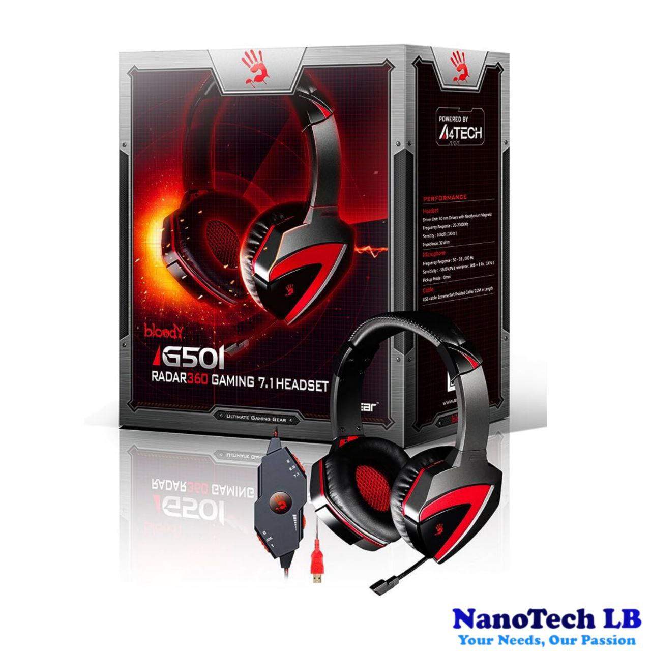 A4TECH Bloody Gaming Headset G501 Radar 360 Tone Control Surround 7.1