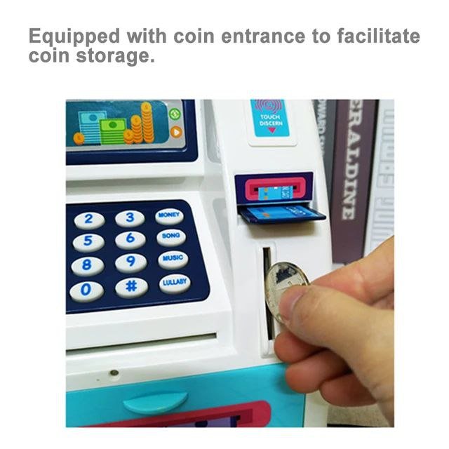 ATM Portable Bank Toy Baby Child Education Deposit Coin Money Saving With 4 Digit Password (L9 x W16 x H20)cm - Image 3